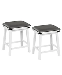 Mecale Set of 2 Acacia Wood Frame 24-Inch Bar Stools