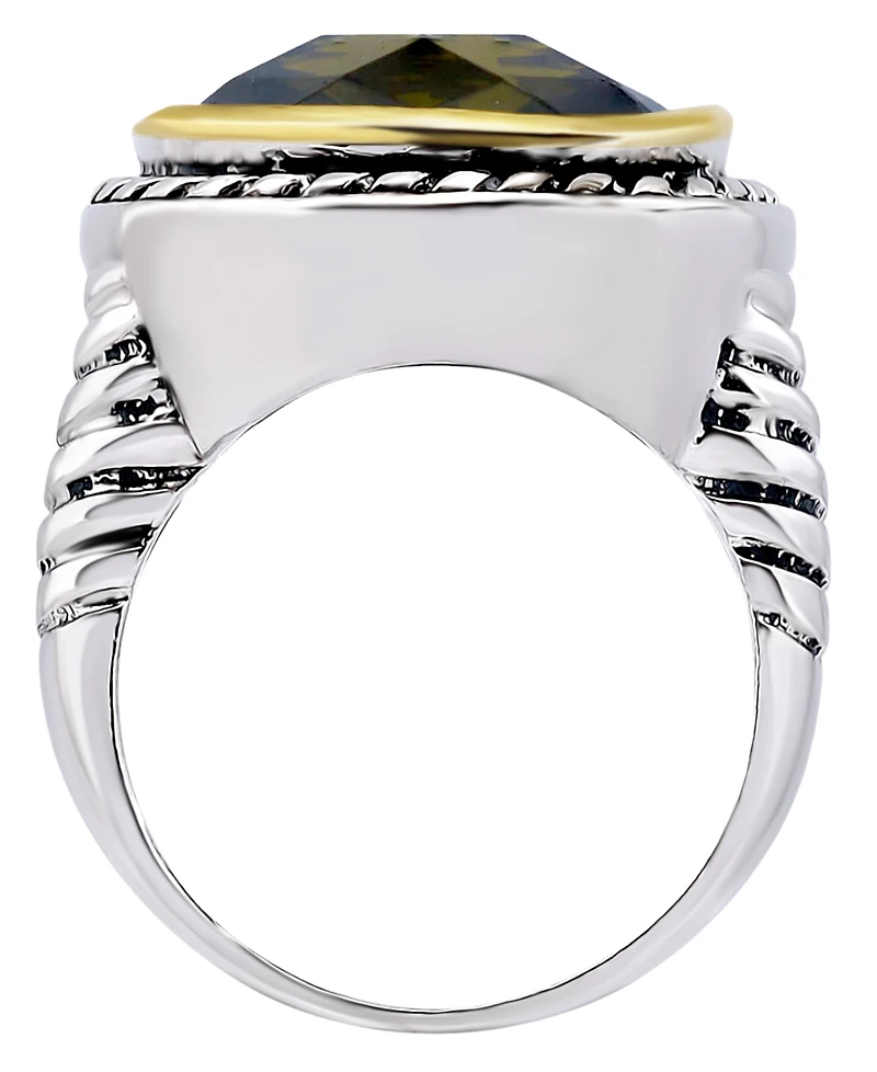 Macy's Cushion Cut Bezel Olivine Cubic Zirconia Oxidized Twist Statement Ring