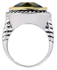 Macy's Cushion Cut Bezel Olivine Cubic Zirconia Oxidized Twist Statement Ring
