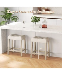 Mecale Set of 4 Upholstered Counter-Height Bar Stools with Saddle Seat