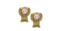 Mighty Angry Animals Monkey 2 Pack, Durable Plush Squeaky Dog Toy