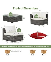 Gouun Patio Rattan Furniture Set Sectional Sofa Garden Cushioned Layout