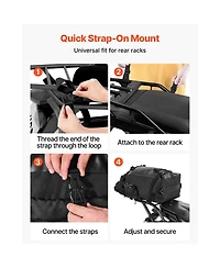 Sugift 30 L Motorcycle Tail Bag Waterproof Rear Seat Luggage with Rain Cover 17.7 x 11.8 x 7.9.