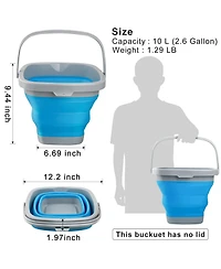 Piscifun Collapsible Mop Bucket With Handle 2.6 Gallon Multi Purpose Cleaning Storage Tub