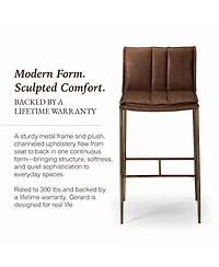 Maven Lane 29" Gerard Channeled Faux Leather Upholstered Bar Stool with Back