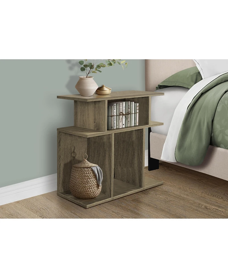 flynama 3-Tier Dark Taupe Modern Open Shelf Accent Side Table