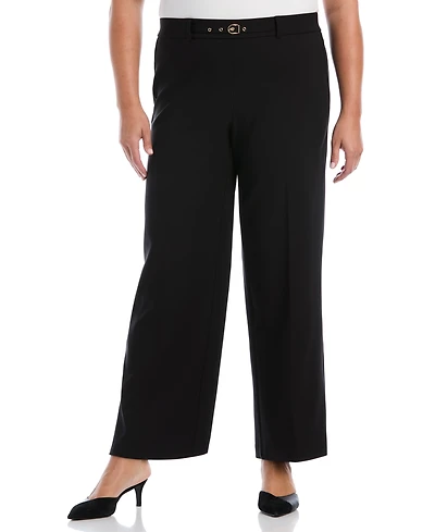 Rafaella Plus Wide-Leg Pull-On Mid-Rise Pants