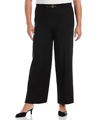 Rafaella Plus Wide-Leg Pull-On Mid-Rise Pants