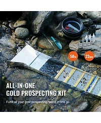Sugift 50 Inch 23-Piece Folding Sluice Box Gold Panning Kit With Classifier Screen Magnet Backpack