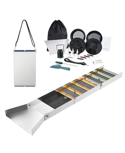 Sugift 50 Inch 23-Piece Folding Sluice Box Gold Panning Kit With Classifier Screen Magnet Backpack