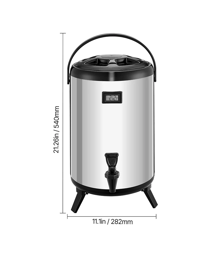 Sugift 3.2 Gal 12L Stainless Steel Insulated Beverage Dispenser with Spigot and Temperature Display