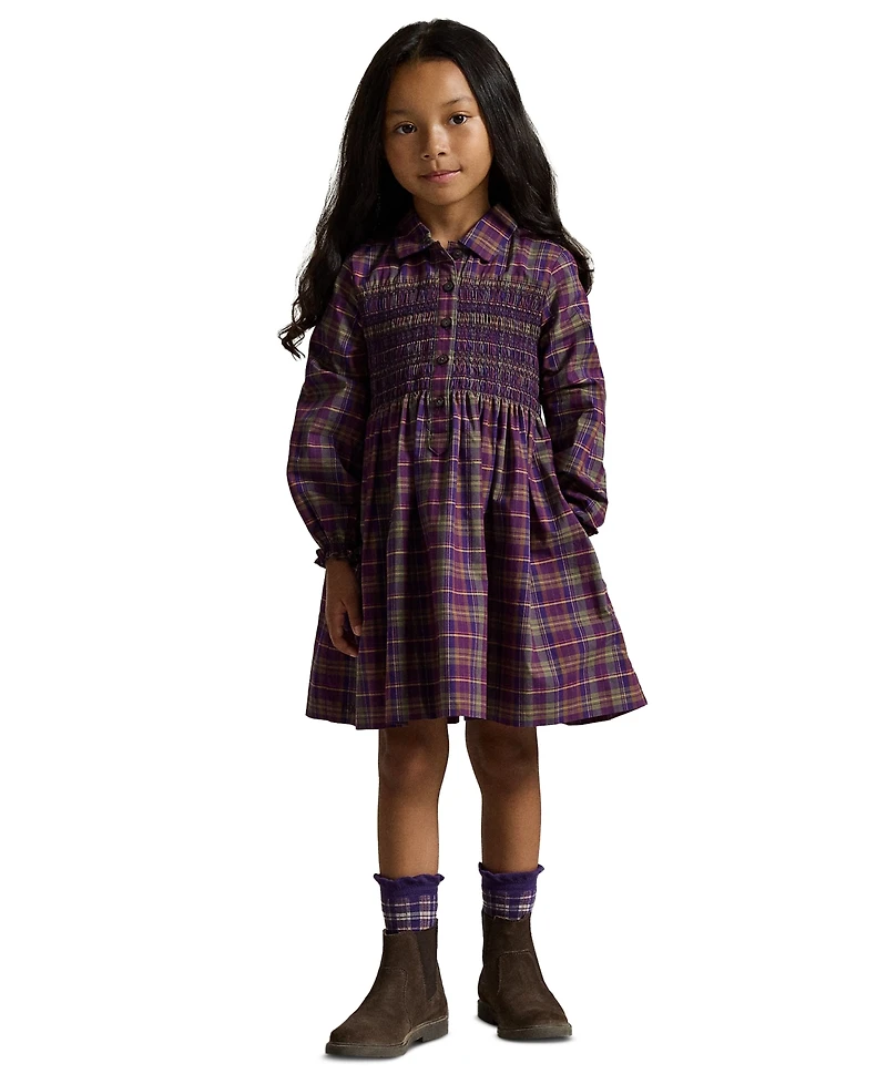 Polo Ralph Lauren Girls' 2T-6X Floral Cotton Poplin Shirt Dress