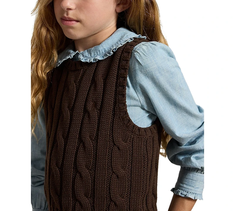 Polo Ralph Lauren Girls' 7-16 Cable-Knit Cotton Sweater Vest