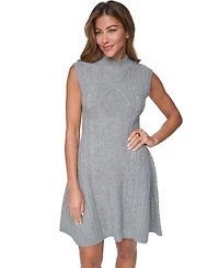 Eliza J Women's Mini Cable Fit & Flare Mock Neck Dress