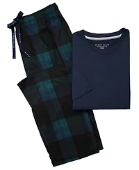 Perry Ellis Portfolio Men's Crewneck Short-Sleeve T-Shirt and Plaid Pants, 2-Piece Set