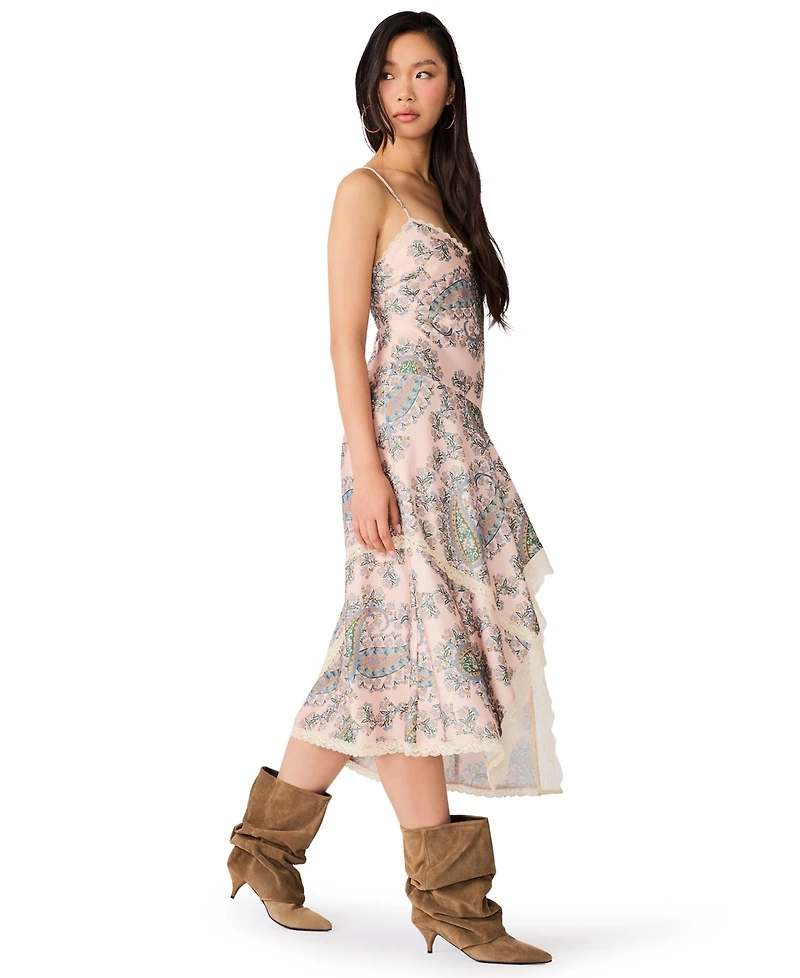 Steve Madden Women's Kamrynn High-Low Paisley-Print Lace-Trim Dress