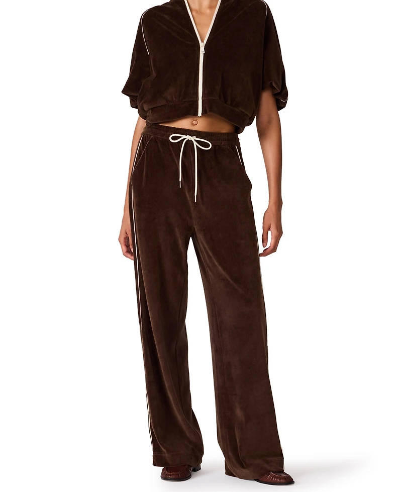 Steve Madden Women's Velour Wide-Leg Pull-On Track Pants