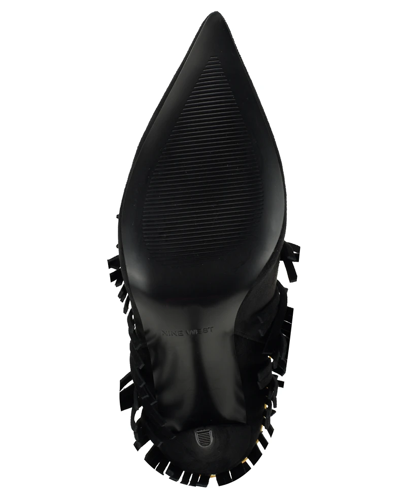Nine West Women's Carbona Fringe Pointed Toe Stiletto Booties