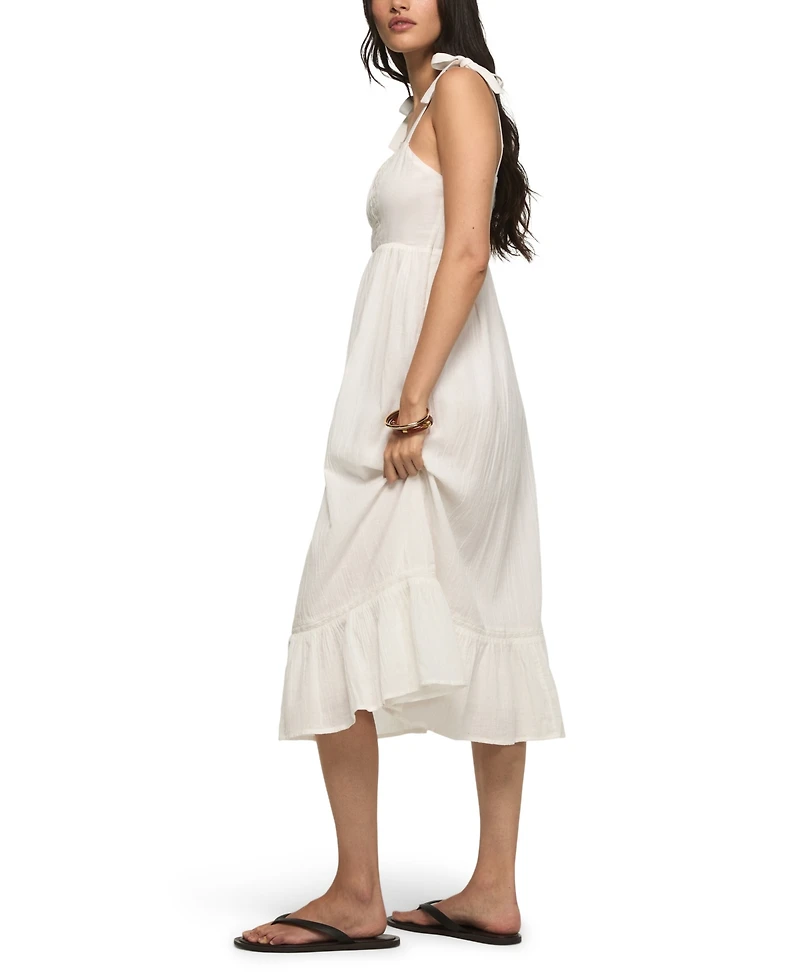 Lucky Brand Women's Classic Lace Trim Square Neck Midi Dress