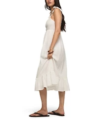 Lucky Brand Women's Classic Lace Trim Square Neck Midi Dress