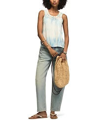 Lucky Brand Women's Tie-Dye Crochet Scoop Neck Tank