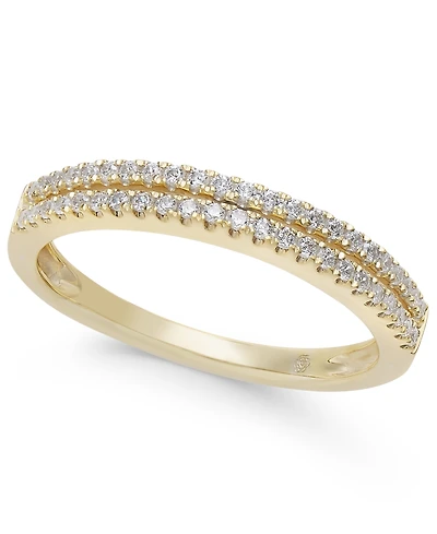 Diamond Double Row Band (1/4 ct. t.w.) 14k Gold, White Gold or Rose