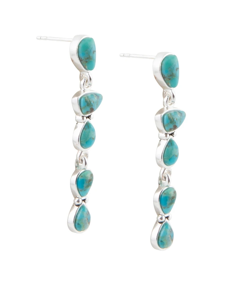 Barse Durango Blue Turquoise and Silver Linear Post Earrings