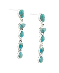 Barse Durango Blue Turquoise and Silver Linear Post Earrings