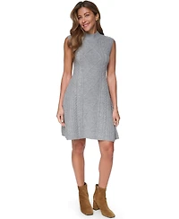Eliza J Petite Cable-Knit Fit & Flare Mock Neck Dress