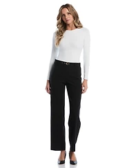 Rafaella Petite Novelty Pull-On Wide-Leg High-Rise Pants