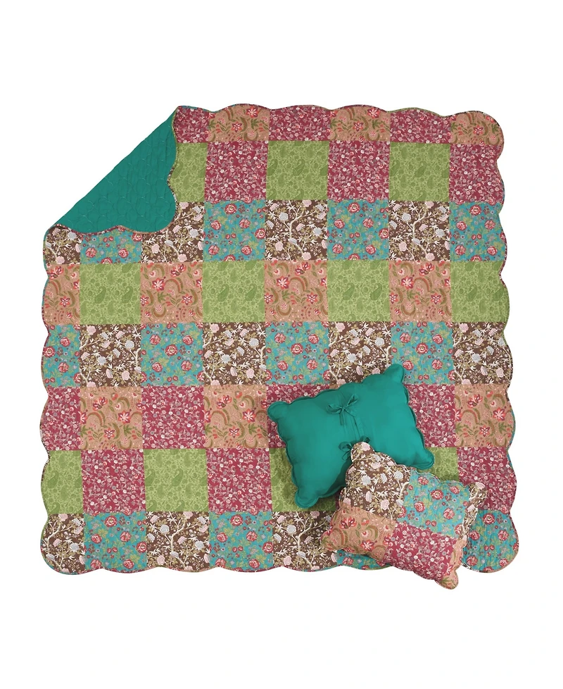 Greenland Home Fashions Danica Reversible 3-Piece Quilt Set, Full/Queen
