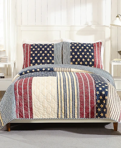 Modern Heirloom Americana Patchwork Cotton 3-Piece Quilt Set