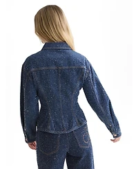 Scotch & Soda Women's Peplum Waisted Textured Weave Denim Jacket