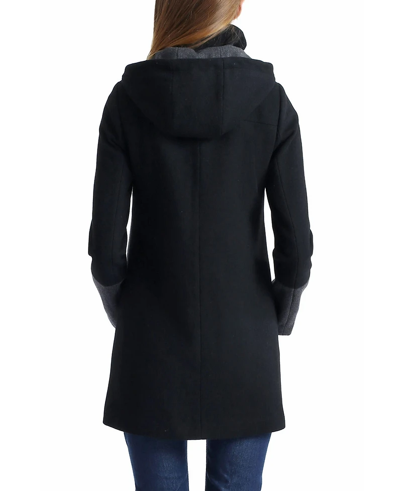 kimi + kai Maternity Tessa Hooded Wool-Blend Colorblock Coat