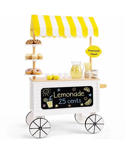 Best Choice Products Kids Lemonade Stand Canopy Chalkboard Wheels 8-Piece Play Kitchen, Ages 3+