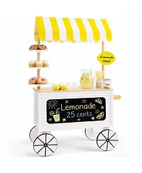 Best Choice Products Kids Lemonade Stand Canopy Chalkboard Wheels 8-Piece Play Kitchen, Ages 3+