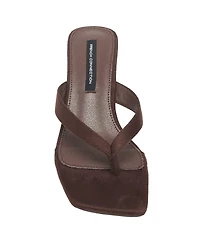 French Connection Women's Trinity Faux Suede Thong Kitten Heel