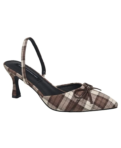 French Connection Women's Bowy Plaid Kitten Heel