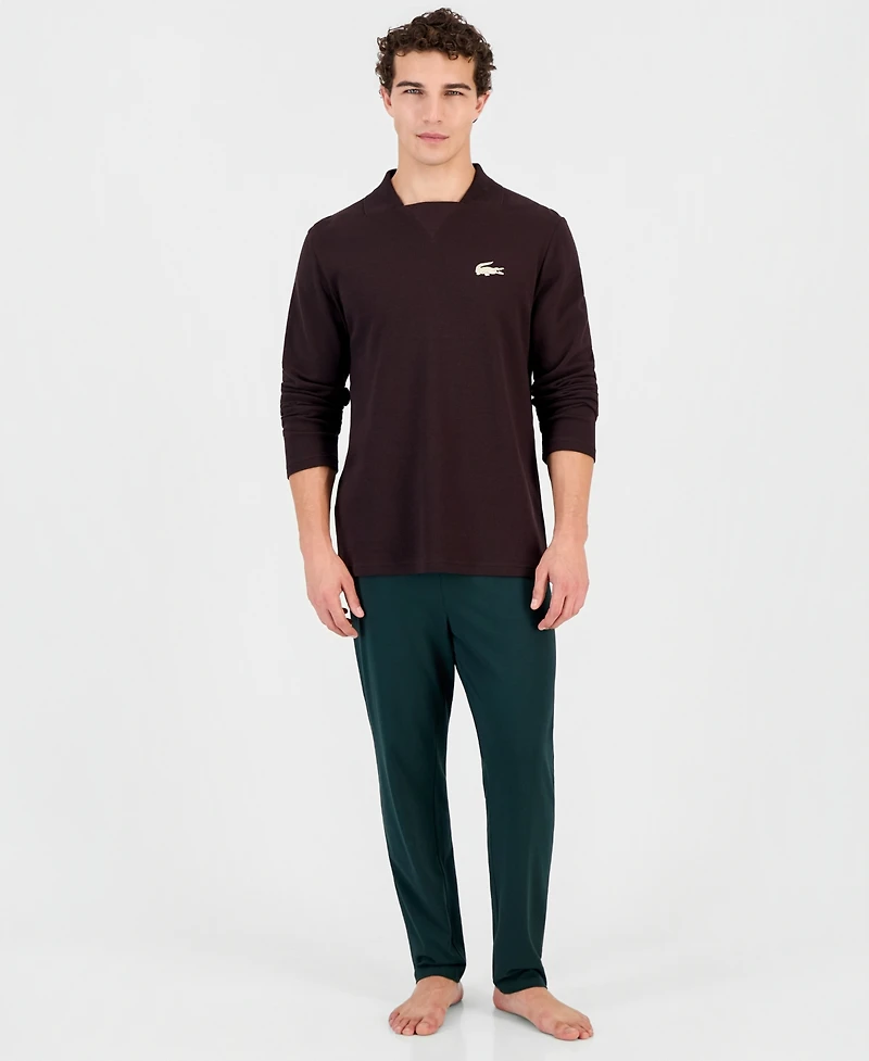 Lacoste Men's Waffle-Knit V-Neck Sleep Shirt