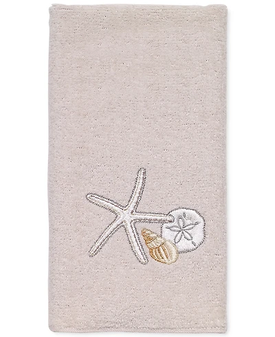 Avanti Seaglass Embroidered Seashell Cotton Fingertip Towel, 11" x 18"