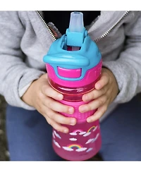 Nuby Thirsty Kids on The Go Water Bottle with Easy Grip Band, Pink, 12 oz