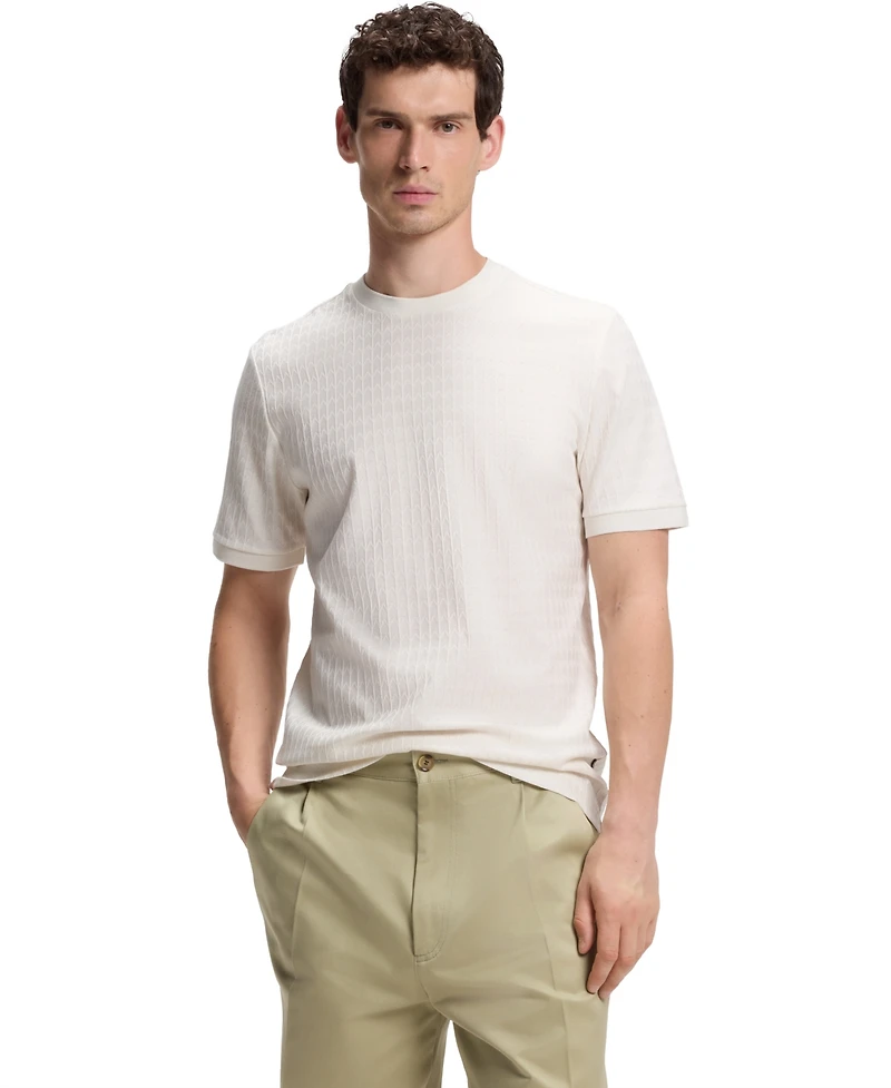 Boss by Hugo Boss Men's Cotton Regular-Fit Geometric-Jacquard T-Shirt