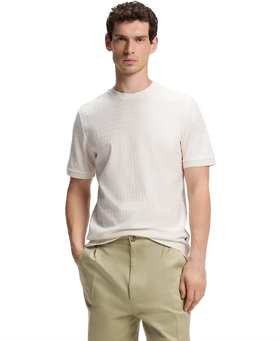 Boss by Hugo Boss Men's Cotton Regular-Fit Geometric-Jacquard T-Shirt