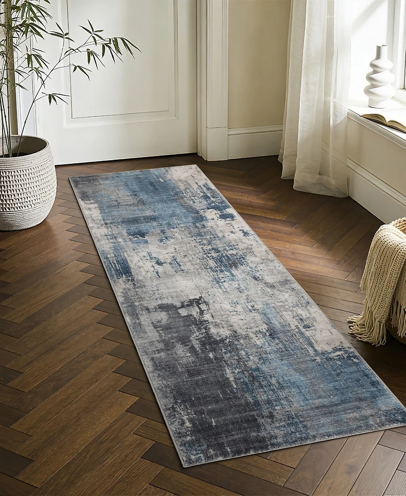 Mink Home Homewell Machine Washable MET8001 2'x6'11" Runner Area Rug