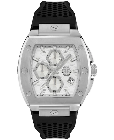 Philipp Plein Hexagon Phantom Men's Black Silicone Strap Watch 44mm