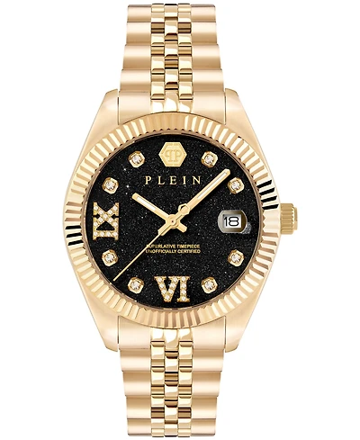 Philipp Plein Date Superlative Women's Ip Yellow Gold Stainless Steel Bracelet Watch 34mm