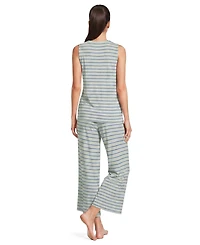 Lands' End Women's Cooling 3 Piece Pajama Set - Tank Crop and Robe