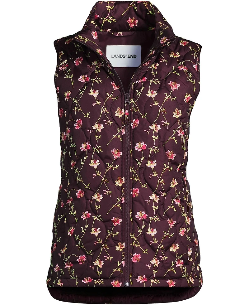 Lands' End Women's Tall Print FeatherFree Quilted Insulated Vest