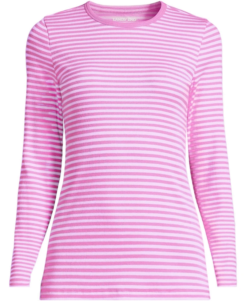 Lands' End Women's Petite Long Sleeve Micro Rib T-Shirt