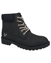 True Religion Women's Faith Bling Lace Combat Boot